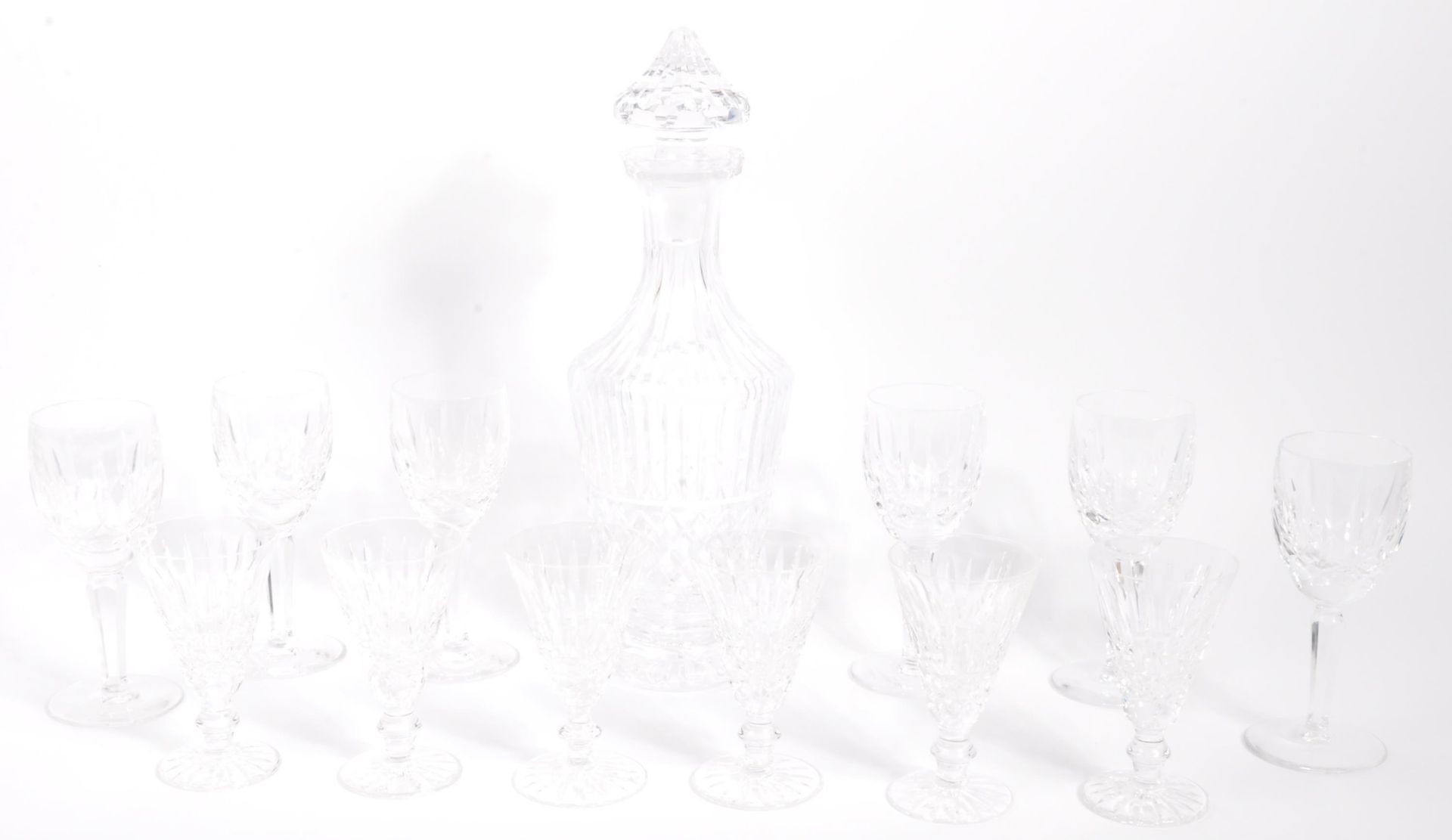 IRISH WATERFORD CRYSTAL - CRYSTAL GLASS DECANTER WITH GLASSES