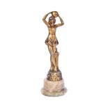 ART DECO - 1930S BRONZED FLAPPER GIRL FIGURE