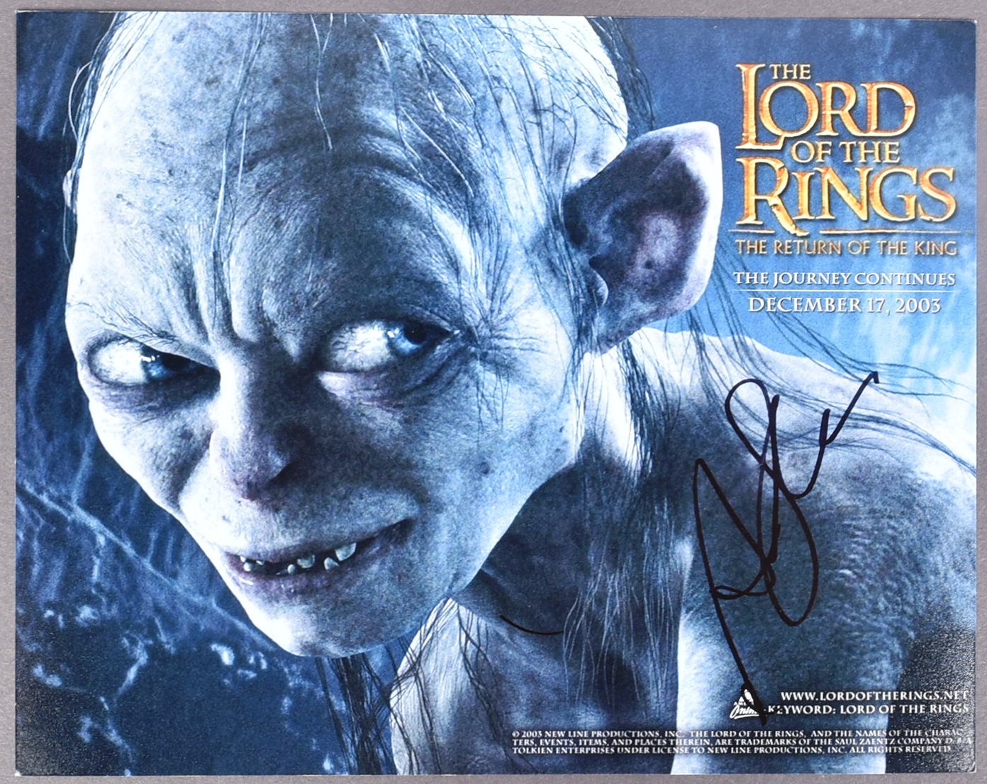 LORD OF THE RINGS - ANDY SERKIS - SIGNED 8X10" PHOTO - ACOA