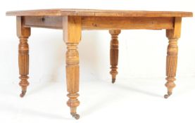 VICTORIAN OAK WIND OUT EXTENDING DINING TABLE AND SIX CHAIRS
