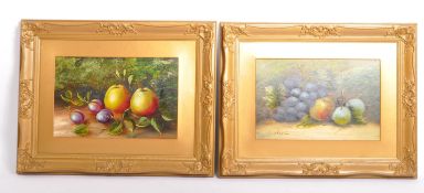 A PAIR OF EVELYN CHESTER OIL ON BOARD STILL LIFE PAINTINGS