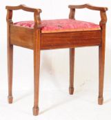 EDWARDIAN MAHOGANY TWIN HANDLED PIANO STOOL SEAT