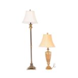 A PAIR OF 20TH CENTURY REGENCY STYLE FLOOR AND TABLE LAMPS