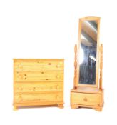 COUNTRY PINE CHEST OF DRAWERS WITH CHEVAL MIRROR