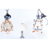 THREE PIECES OF VINTAGE LIGHTINGS - LAMPS - CHANDELIERS