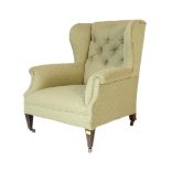 A 19TH CENTURY VICTORIAN WING BACK ARMCHAIR