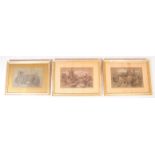 COLLECTION OF THREE 19TH CENTURY PENCIL & CHALK ON PAPER