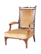 19TH CENTURY VICTORIAN MAHOGANY UPHOLSTERED LIBRARY CHAIR