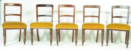 A SET OF SIX 19TH CENTURY MAHOGANY UPHOLSTERED DINING CHAIRS