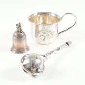 COLLECTION OF HALLMARKED SILVER STERLING & WHITE METAIL BABY CHRISTENING GIFTS