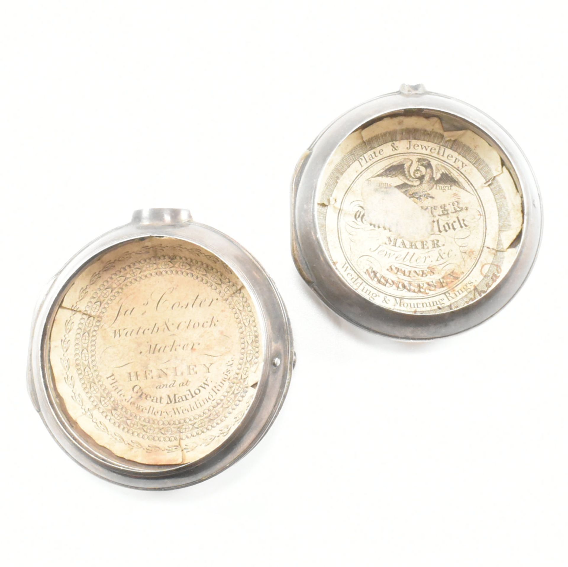 TWO GEORGE III HALLMARKED SILVER POCKET WATCH CASES - Image 2 of 14