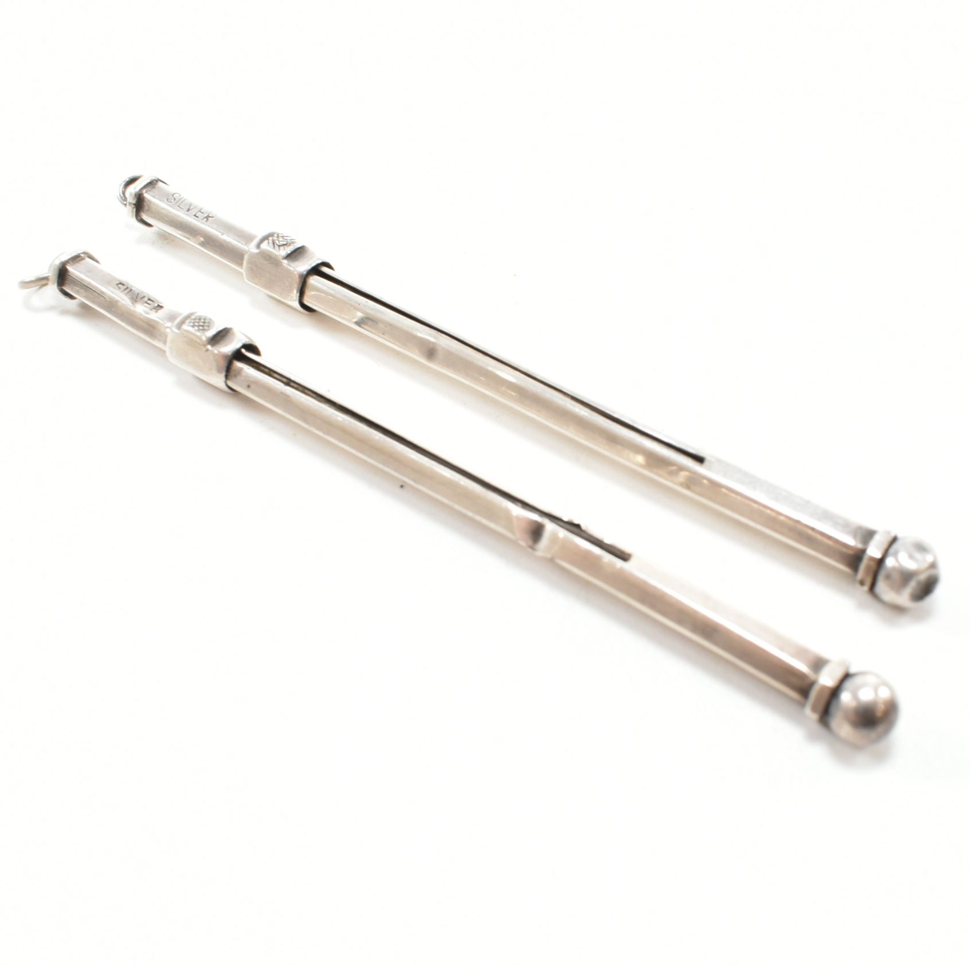 TWO SILVER SWIZZLE STICK CHAMPAGNE COCKTAIL STIRERS - Image 8 of 11