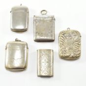 FIVE EARLY 20TH CENTURY SILVER PLATED & METAL VESTA CASES