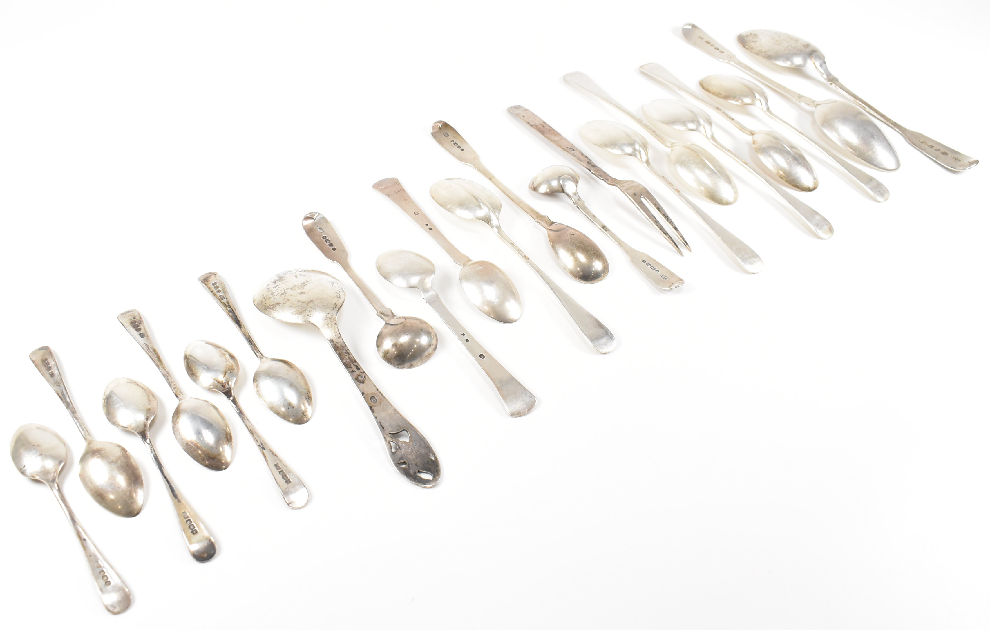 COLLECTION 19TH & 20TH CENTURY SILVER & WHITE METAL FLATWARE - Image 7 of 9