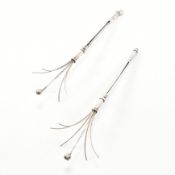 TWO SILVER SWIZZLE STICK CHAMPAGNE COCKTAIL STIRERS
