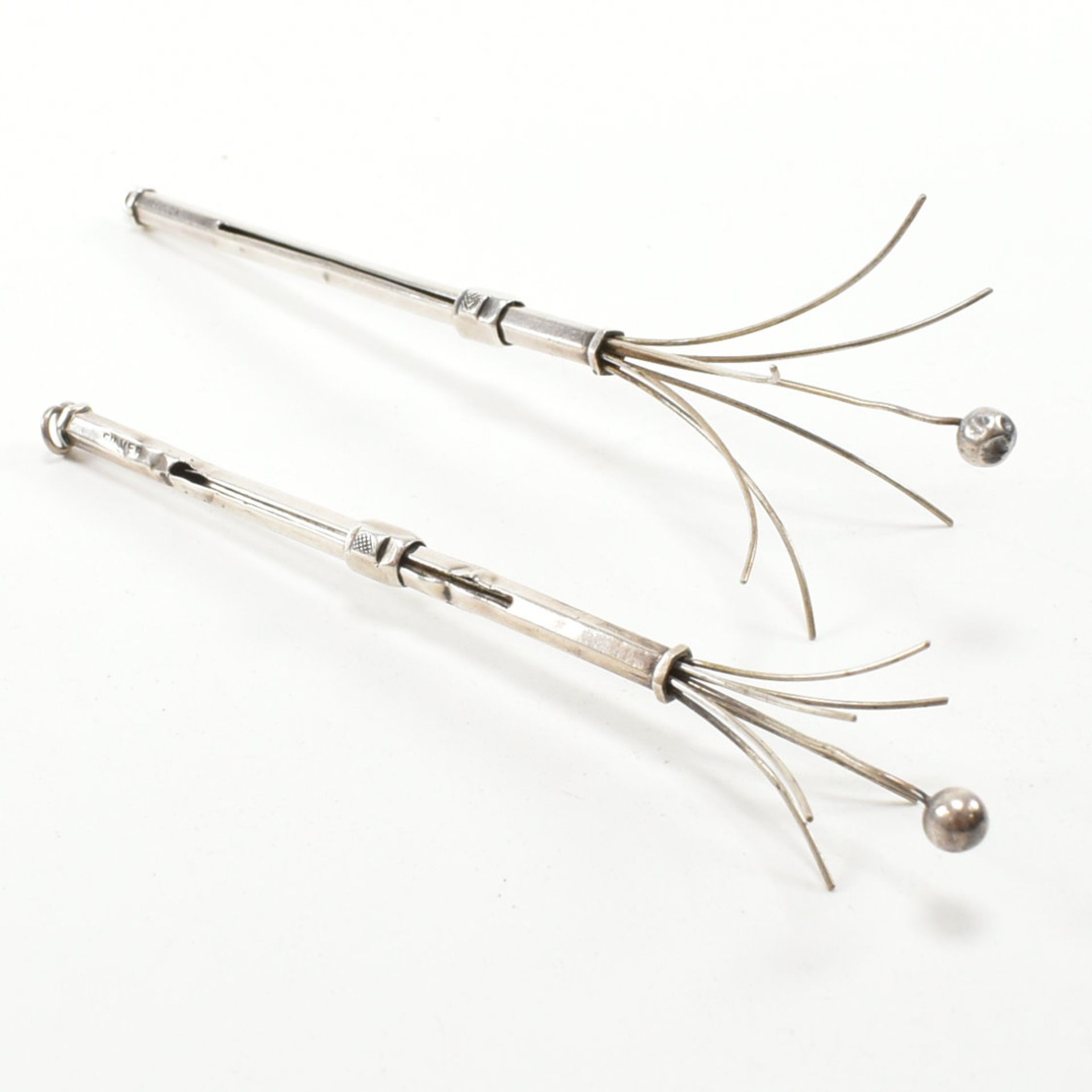 TWO SILVER SWIZZLE STICK CHAMPAGNE COCKTAIL STIRERS - Image 9 of 11