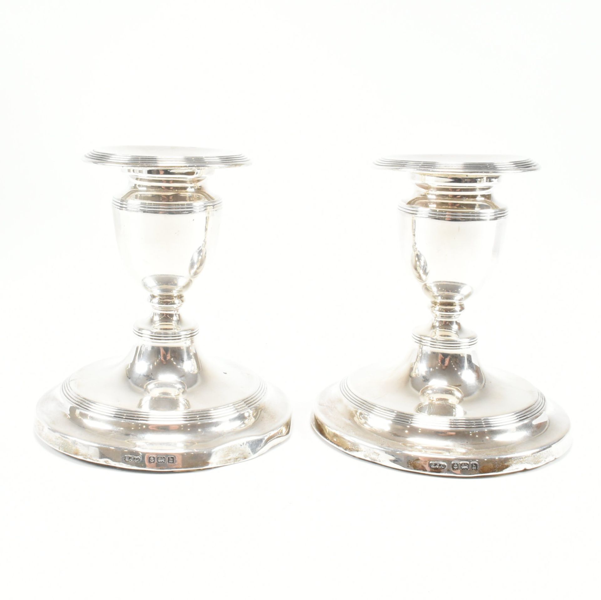 HALLMARKED SILVER SQUAT CANDLESTICKS & SILVER TOPPED VANITY ITEMS - Image 4 of 18