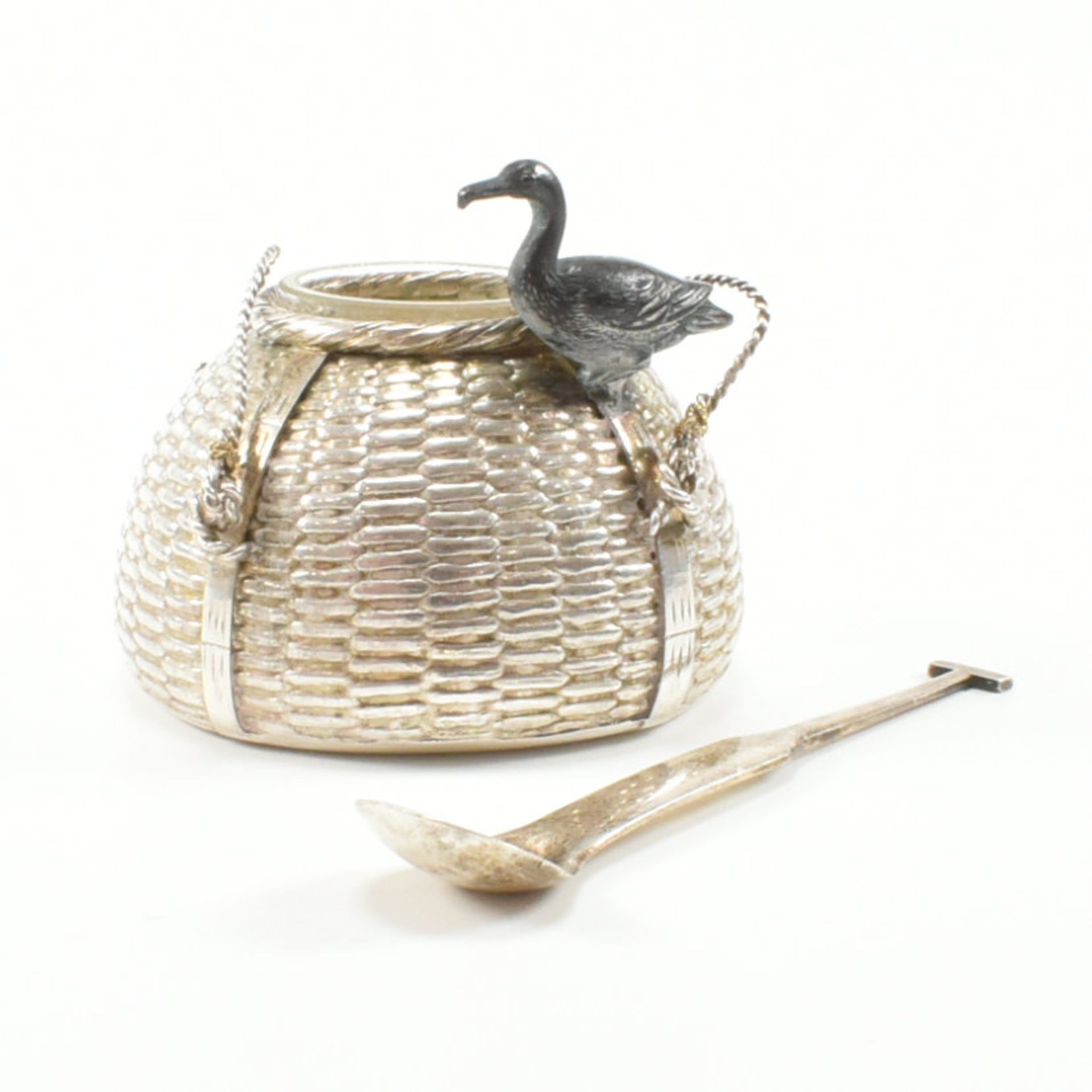 STERLING SILVER NOVELTY BASKET SALT DISH