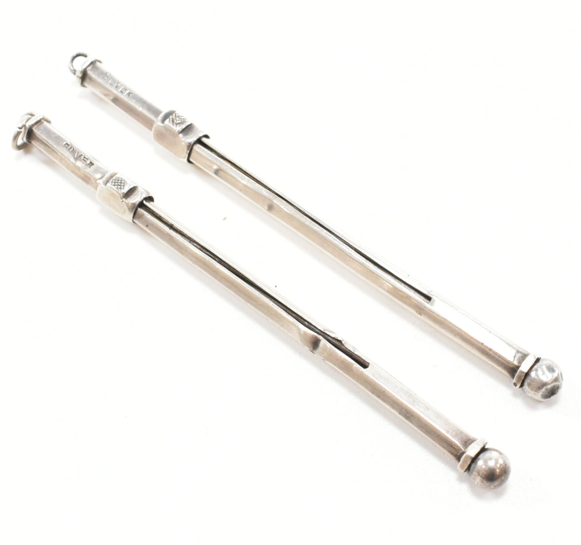 TWO SILVER SWIZZLE STICK CHAMPAGNE COCKTAIL STIRERS - Image 7 of 11