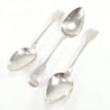 SET OF THREE GEORGIAN HALLMARKED SILVER SERVING SPOONS