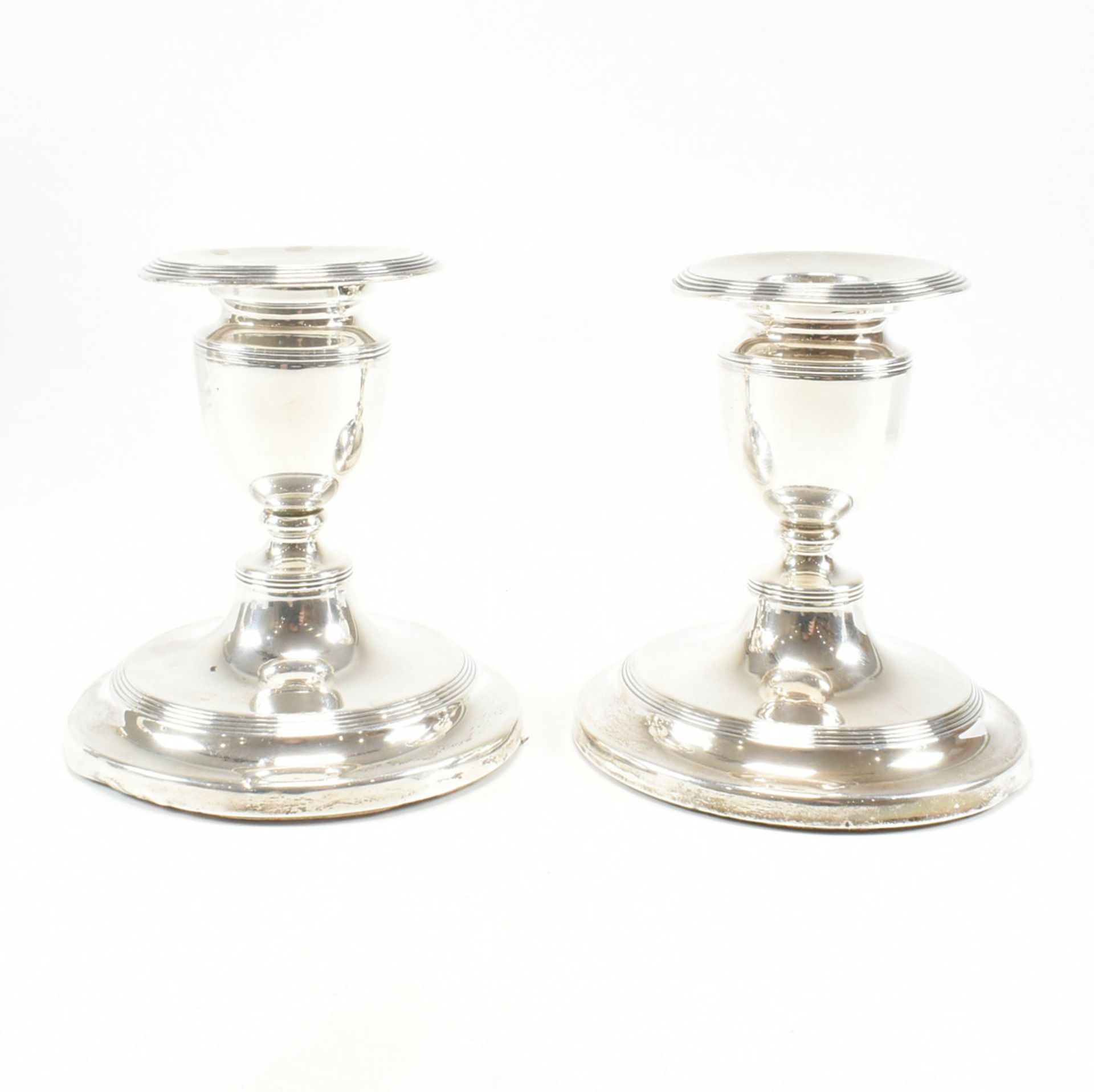 HALLMARKED SILVER SQUAT CANDLESTICKS & SILVER TOPPED VANITY ITEMS - Image 3 of 18
