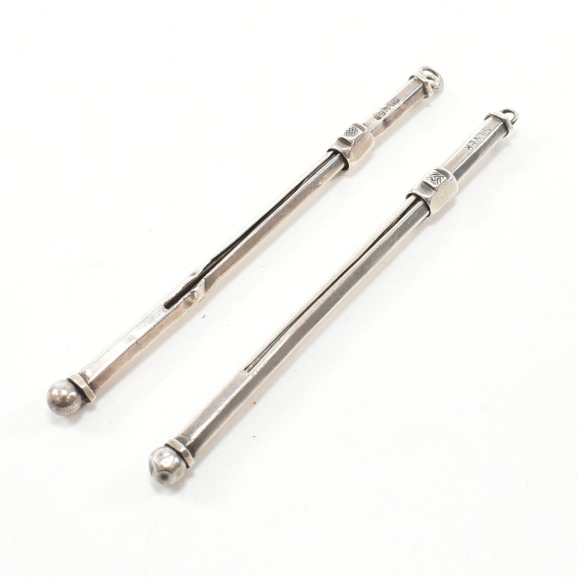 TWO SILVER SWIZZLE STICK CHAMPAGNE COCKTAIL STIRERS - Image 2 of 11