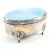 GEORGE V HALLMARKED SILVER & ENAMEL JEWELLERY BOX