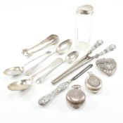 COLLECTION OF ANTIQUE & LATER HALLMARKED SILVER, 925 & WHITE METAL OBJECTS