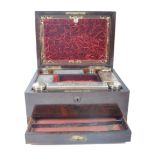 19TH CENTURY ROSEWOOD AND SILVER PLATE LADIES VANITY BOX