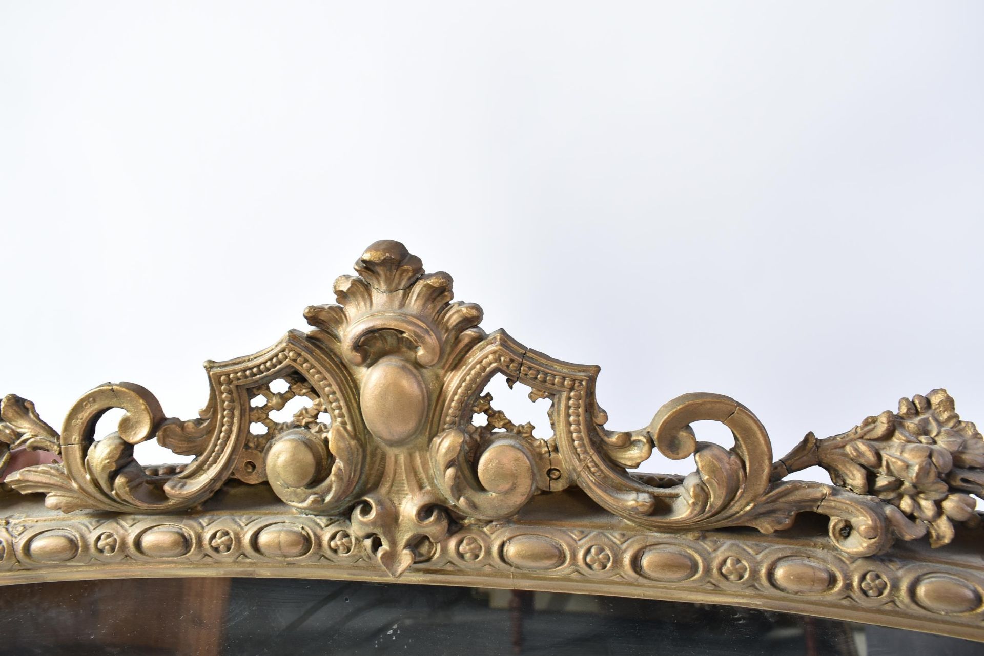 VICTORIAN 19TH CENTURY GILT WOOD & GESSO OVER MANTEL MIRROR - Image 3 of 4