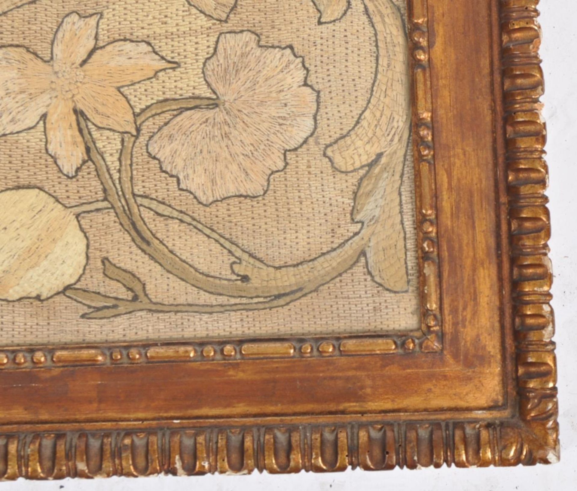 19TH CENTURY EMBROIDERED TAPESTRY WITHIN CARVED FRAME - Image 4 of 5
