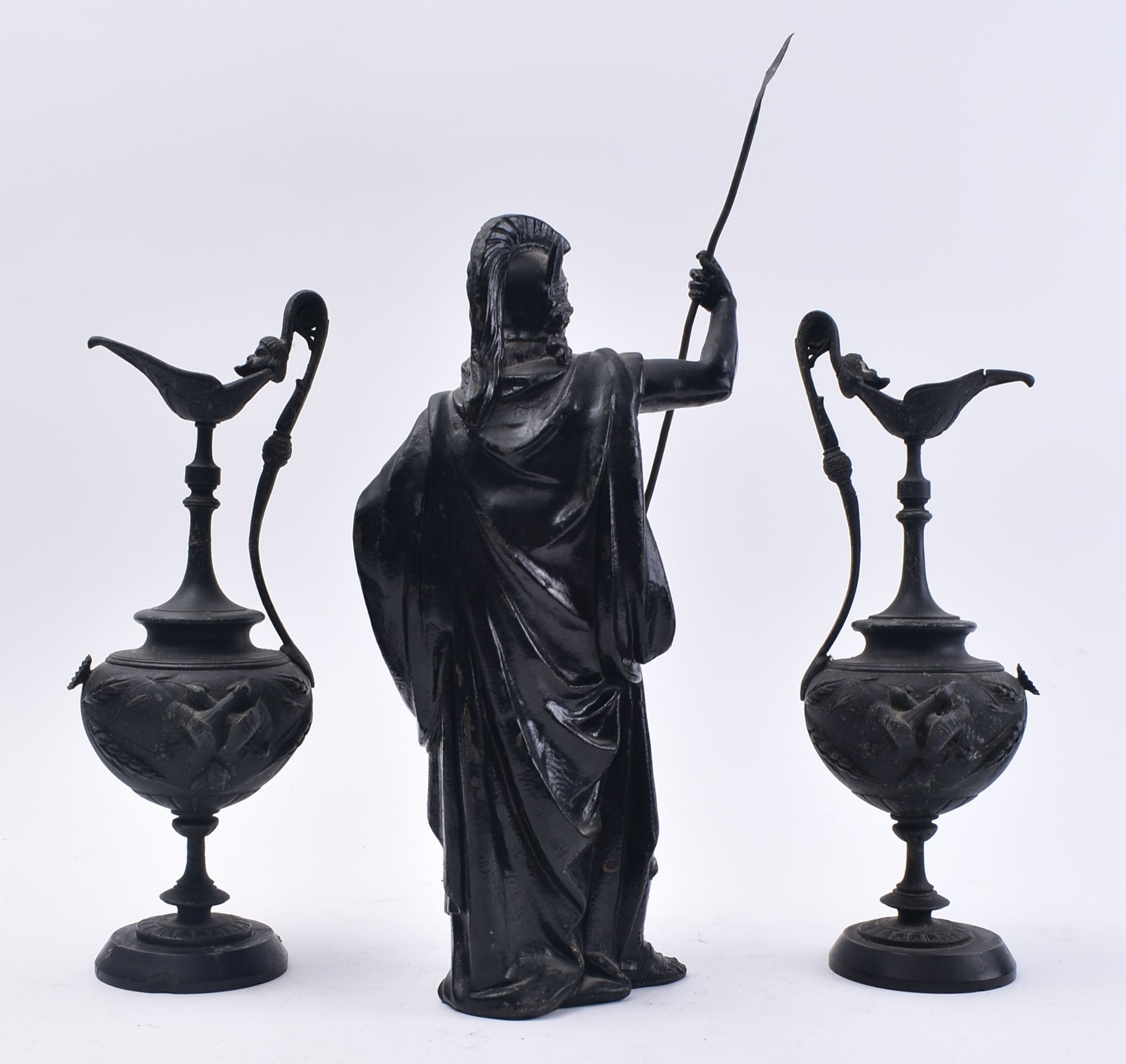 PAIR OF GRAND TOUR SPELTER URNS AND ROMAN CENTURION - Image 2 of 7