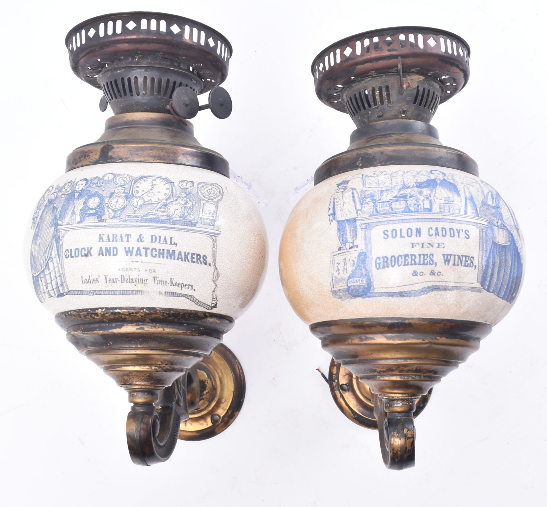 KARAT & DIAL CLOCK AND WATCH MAKERS - PAIR OF OIL LAMPS - Image 2 of 7