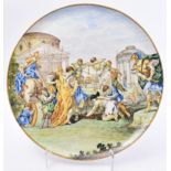 LARGE 19TH CENTURY ITALIAN MAJOLICA HAND PAINTED CHARGER