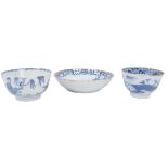 THREE 19TH CENTURY CHINESE BLUE & WHITE PORCELAIN BOWLS