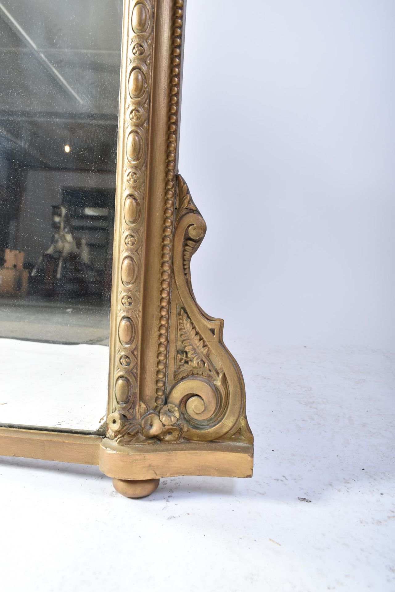 VICTORIAN 19TH CENTURY GILT WOOD & GESSO OVER MANTEL MIRROR - Image 2 of 4