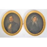 PAIR VICTORIAN OIL ON CANVAS PORTRAIT STUDIES OF NOBLE COUPLE