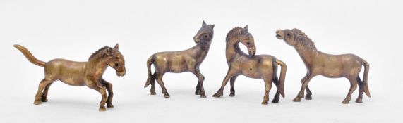 FOUR 19TH CENTURY CHINESE CAST BRONZE HORSE FIGURES