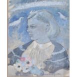 ANNE REDPATH (1895-1965) - GIRL WITH A POSY - WATERCOLOUR