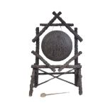 19TH CENTURY BURMESE CARVED HARDWOOD DINNER GONG