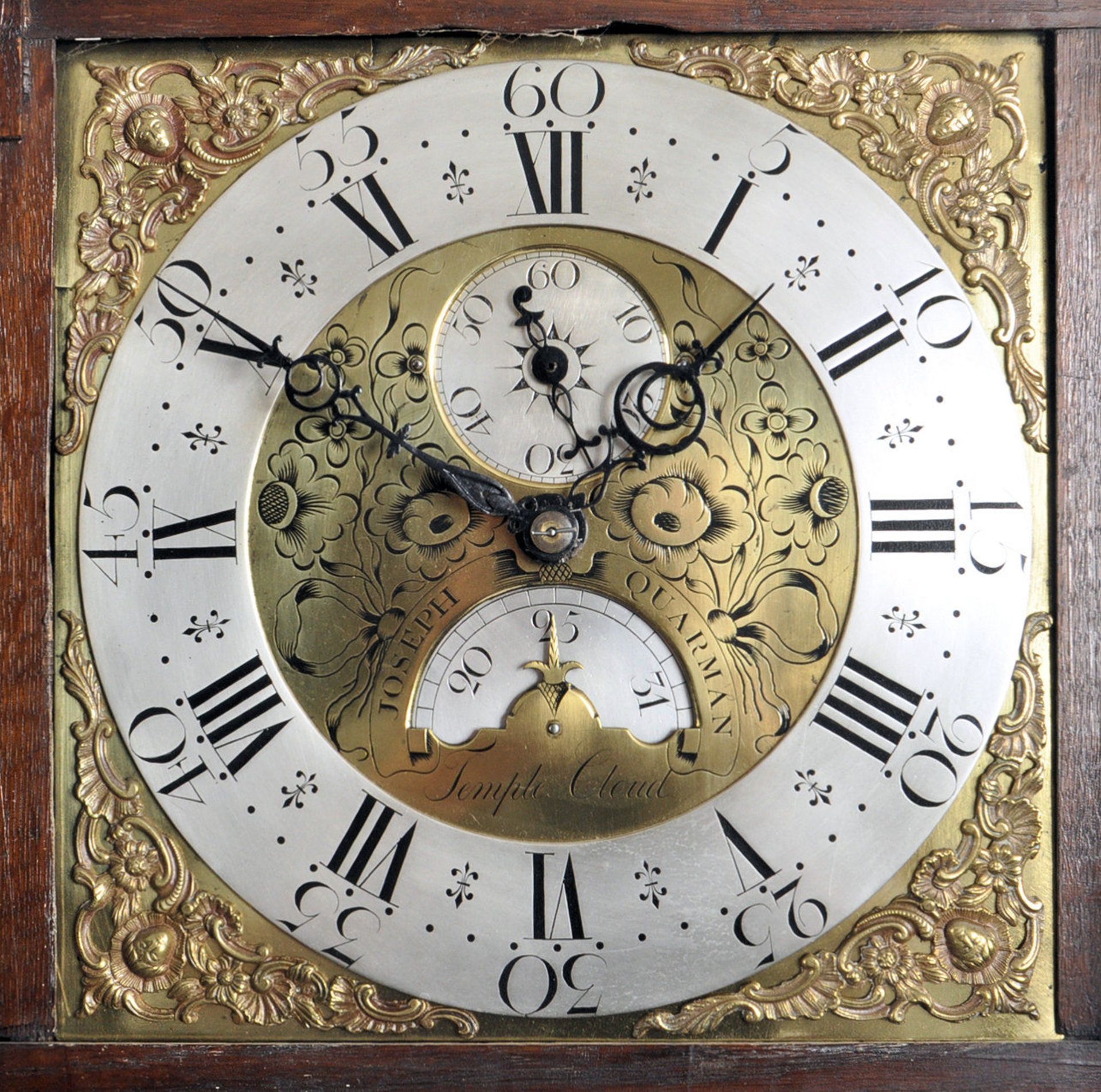 18TH CENTURY JOSEPH QUARMAN TEMPLE CLOUD LONGCASE CLOCK - Image 3 of 5