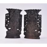 PAIR OF 19TH CENTURY CHINESE SOAPSTONE POSY - STEM VASES