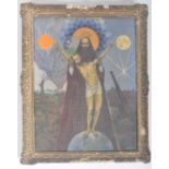 H. COWDELL - ANTI WAR SURREALIST OIL PAINTING STUDY JESUS