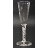 GEORGE II 1760 OPAQUE DOUBLE TWIST FUNNEL BOWL ALE GLASS