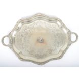 19TH CENTURY VICTORIAN LARGE SILVER PLATE SALVER TRAY