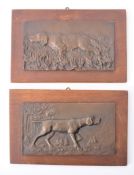 PAIR OF LATE 19TH CENTURY CAST BRONZE HUNTING DOG PLAQUES