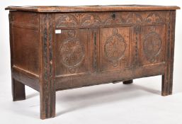 17TH CENTURY WEST COUNTRY CARVED OAK COFFER / CHEST