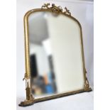 LARGE VICTORIAN GILT WOOD & GESSO OVERMANTEL MIRROR