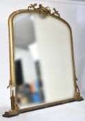 LARGE VICTORIAN GILT WOOD & GESSO OVERMANTEL MIRROR