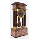 19TH CENTURY FRENCH ROSEWOOD & MARQUETRY PORTICO CLOCK